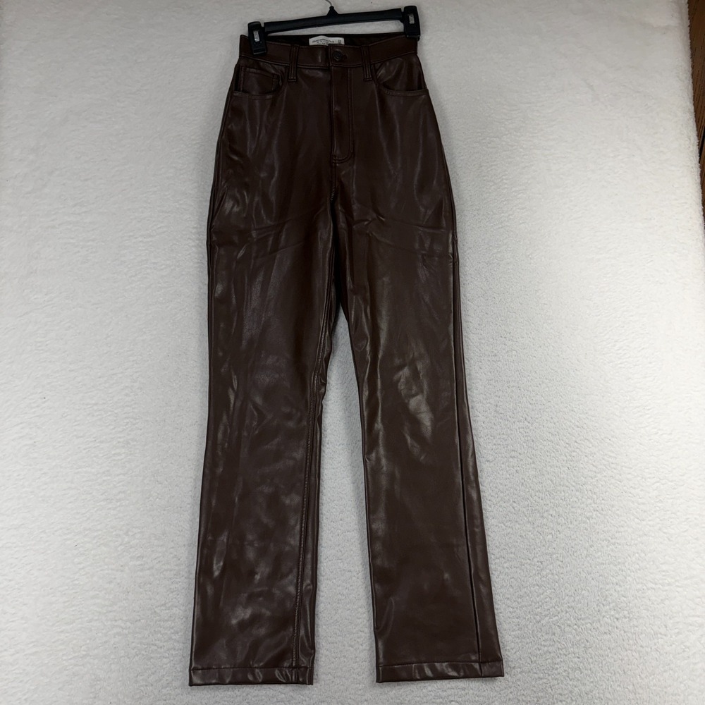 Abercrombie & Fitch 90s Straight Ultra High Rise Faux Leather Pants 24/00 (24x29